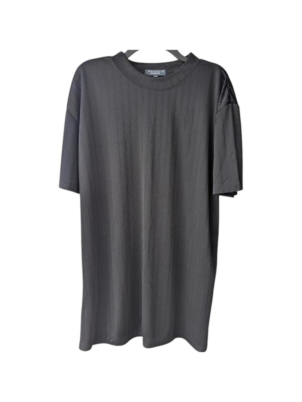 Pronti Collection Shirt XXL Black Ribbed T-Shirt By Phita Casual Luxury Tee 2X